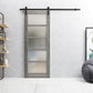 Quadro 4002 Nebraska Grey Barn Door with Frosted Glass and Black Rail