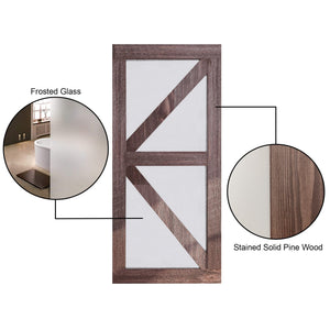 Assembled Wood/Frosted Glass Finished Barn Door 36"W*84"H Without Installation Hardware kit