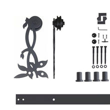 Load image into Gallery viewer, Non-Bypass Sliding Barn Door Hardware Kit - Flower Design Roller