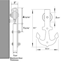 Load image into Gallery viewer, Non-Bypass Sliding Barn Door Hardware Kit - Anchor Design Roller