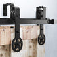Double Track U-Shape Bypass Sliding Barn Door Hardware Kit - Star Design Roller