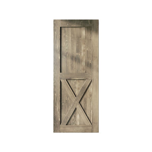 Finished & Unassembled Single X Design Pine Wood Barn Door Without Hardware