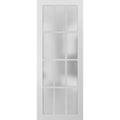 Felicia 3312 White Barn Door Slab with 12 Lites Frosted Glass