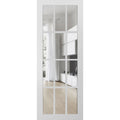 Felicia 3355 Matte White Barn Door Slab with 12 Lites Clear Glass