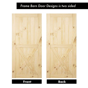 Pine Wood Unfinished Double Barn Door with Installation Hardware Kit