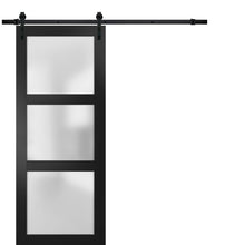 Load image into Gallery viewer, Lucia 2552 Matte Black Barn Door with Frosted Glass and Black Rail