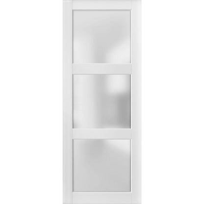 Lucia 2552 White Barn Door Slab with Frosted Glass