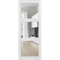 Lucia 2555 Matte White Barn Door Slab with 3 Lites Clear Glass