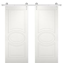 Load image into Gallery viewer, Mela 7001 Matte White Double Barn Door | Stainless Steel Rail