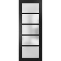 Quadro 4002 Matte Black Barn Door with Frosted Glass Slab