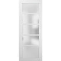 Quadro 4002 White Silk Barn Door Slab with Frosted Glass
