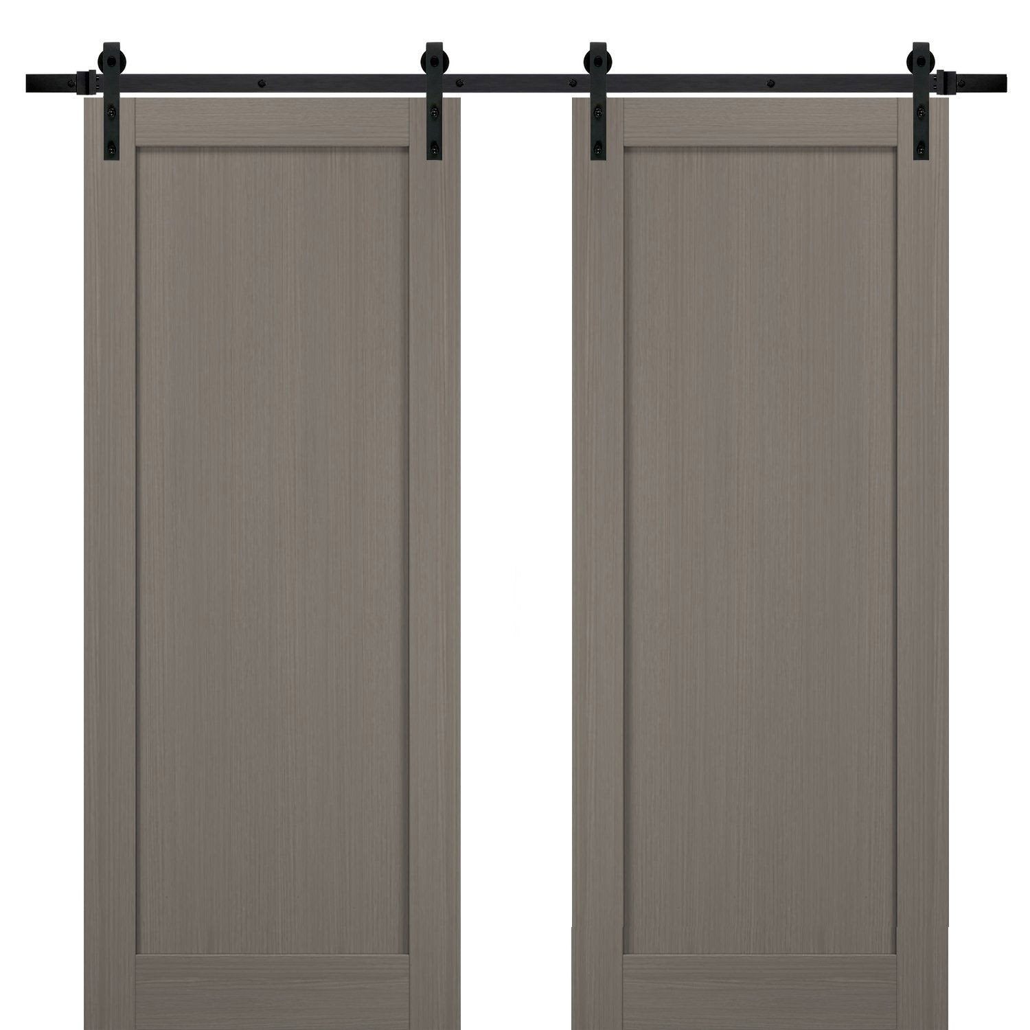 Quadro 4111 Grey Ash Double Barn Door | Black Rail