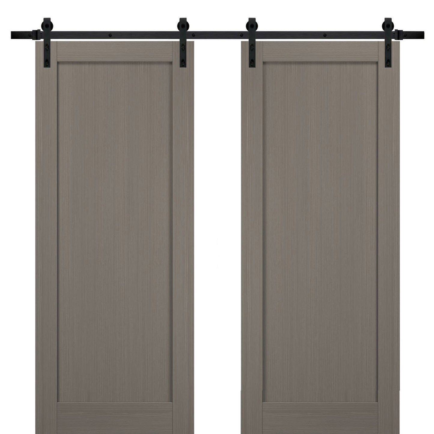 Quadro 4111 Grey Ash Double Barn Door | Black Rail