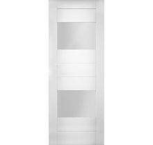 Load image into Gallery viewer, Sete 6222 White Silk Barn Door with 2 Lites Frosted Glass Slab