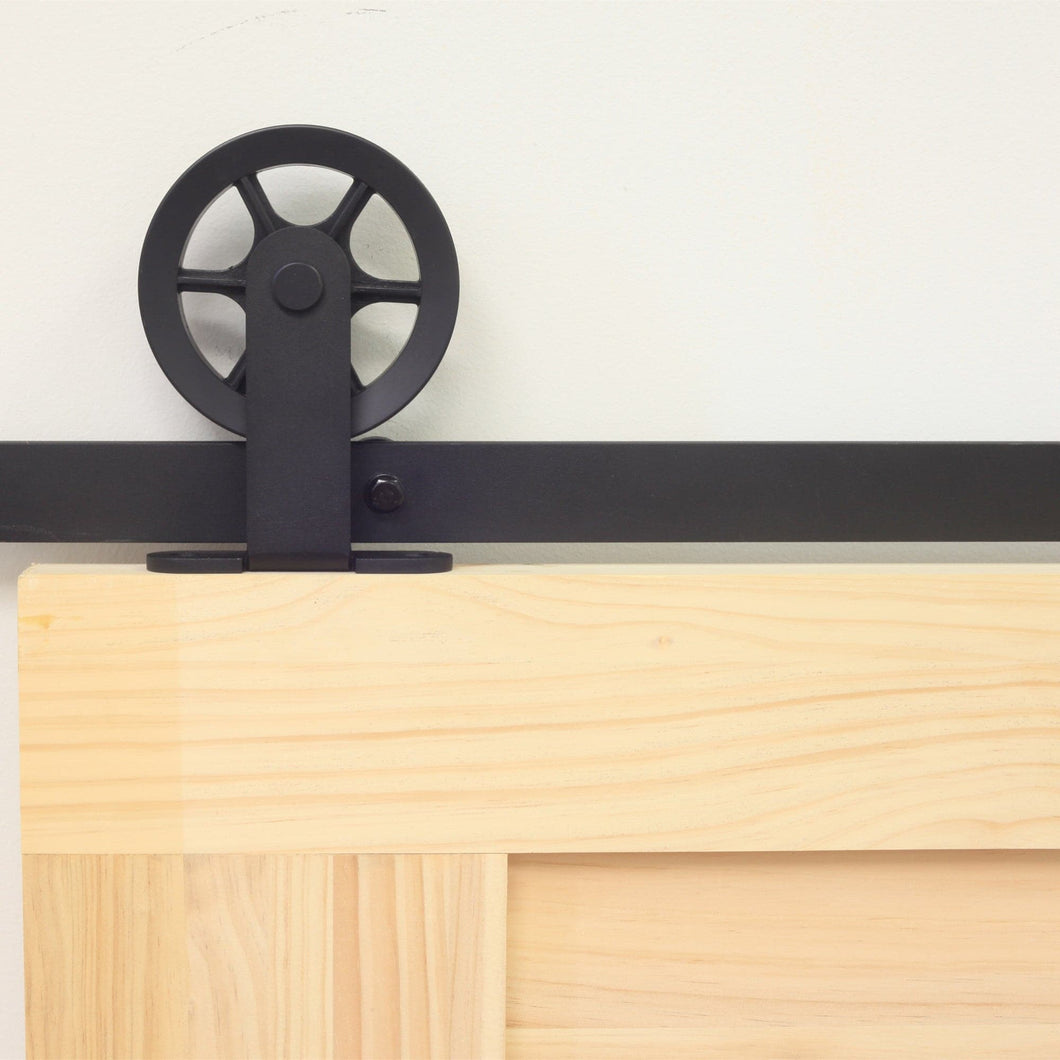 Non-Bypass Sliding Barn Door Hardware Kit - T-Shape Spoke Wheel Design Roller