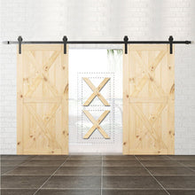 Load image into Gallery viewer, Pine Wood Unfinished Double Barn Door with Installation Hardware Kit
