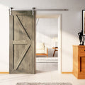 Finished & Unassembled Single Barn Door with Non-Bypass Brushed Nickel Installation Hardware Kit (Arrow Design)