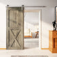 Finished & Unassembled Single Barn Door with Non-Bypass Brushed Nickel Installation Hardware Kit (Single X Design)