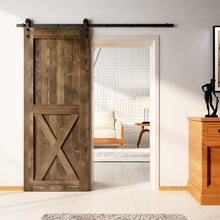 Load image into Gallery viewer, Finished &amp; Unassembled Single X Design Pine Wood Barn Door Without Hardware