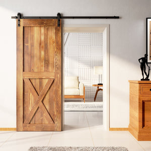 Finished & Unassembled Single Barn Door with Non-Bypass Installation Hardware Kit (Single X Design)