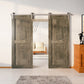 Finished & Unassembled Double Barn Door with Brushed Nickel Non-Bypass Installation Hardware Kit (H Desgin)