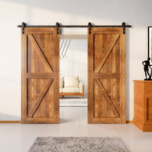 Load image into Gallery viewer, Finished &amp; Unassembled Double Barn Door with Non-Bypass Installation Hardware Kit (Arrow Design)