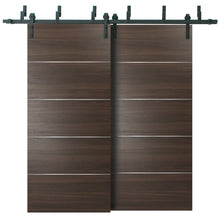 Load image into Gallery viewer, Planum 0020 Chocolate Ash Double Barn Door | Black Bypass Rails