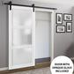 Lucia 2552 White Barn Door with Frosted Glass and Black Rail