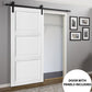 Lucia 2661 White Silk 3 Panel Barn Door with Black Hardware