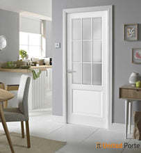 Load image into Gallery viewer, Felicia 3309 Matte White Barn Door Slab with 9 Lites Frosted Glass