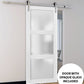 Lucia 2552 White Barn Door with Frosted Glass and Stainless Rail