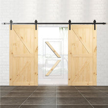 Load image into Gallery viewer, Pine Wood Unfinished Double Barn Door with Installation Hardware Kit