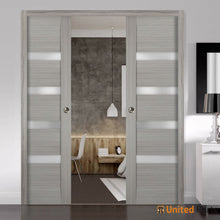 Load image into Gallery viewer, Quadro 4113 Grey Ash Barn Door Slab with Frosted Glass