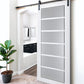 Veregio 7602 Matte White Barn Door with Frosted Glass and Black Rail