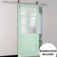 Veregio 7339 Oliva Barn Door with Frosted Glass and Silver Finish Rail