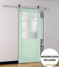 Load image into Gallery viewer, Veregio 7339 Oliva Barn Door with Frosted Glass and Silver Finish Rail