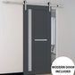 Veregio 7288 Antracite Barn Door with Frosted Glass and Silver Finish Rail