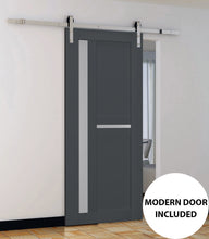 Load image into Gallery viewer, Veregio 7288 Antracite Barn Door with Frosted Glass and Silver Finish Rail