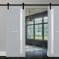 Veregio 7288 Matte Grey Double Barn Door with Frosted Glass and Black Rail