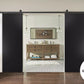 Planum 0040 Matte Black Double Barn Door with White Glass and Black Rail