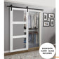 Lucia 2555 Matte White Barn Door with 3 Lites Clear Glass and Black Rail