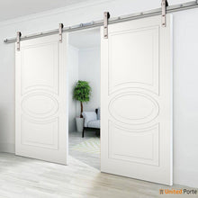 Load image into Gallery viewer, Mela 7001 Matte White Double Barn Door | Stainless Steel Rail