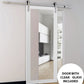 Lucia 2166 White Silk Barn Door with Clear Glass and Stainless Rail
