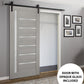 Quadro 4088 Grey Ash Barn Door with Frosted Glass and Black Rail
