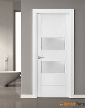 Load image into Gallery viewer, Lucia 4010 White Silk Barn Door Slab with 2 Lites Frosted Glass