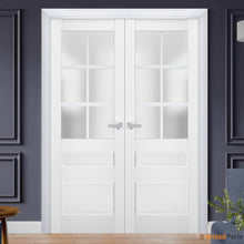 Load image into Gallery viewer, Veregio 7339 Matte White Barn Door Slab with Frosted Glass