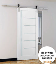 Load image into Gallery viewer, Quadro 4088 White Silk Barn Door with Frosted Glass and Stainless Rail