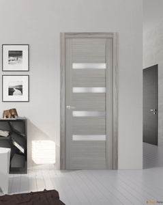 Quadro 4113 Grey Ash Barn Door Slab with Frosted Glass