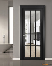 Load image into Gallery viewer, Felicia 3355 Matte Black Barn Door Slab with 12 Lites Clear Glass