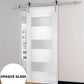 Sete 6003 White Silk Barn Door Opaque Glass and Stainless Rail
